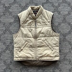 Vtg Sears Vest Men's Large Tan Puffer Quilted The Mens Store Outerwear 60s 70s